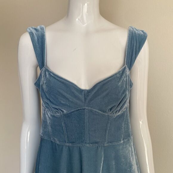 Urban Outfitters Genivieve Blue Velvet Corset Mini Dress Size Large - Picture 6 of 14